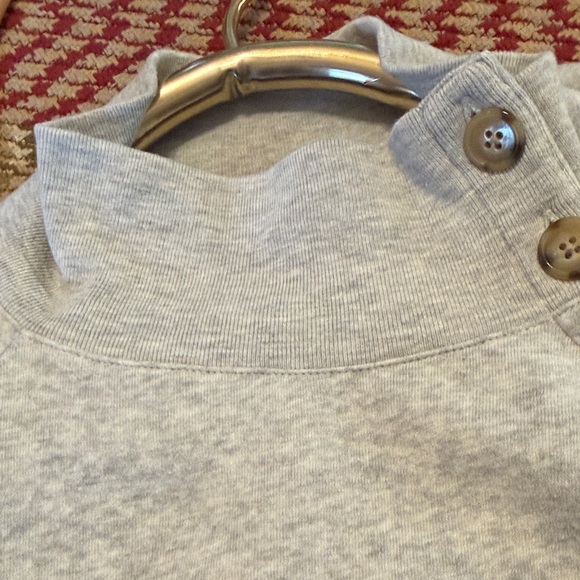 J. Crew Women's Medium Gray Pullover Sweatshirt with real neck buttons - Picture 11 of 11